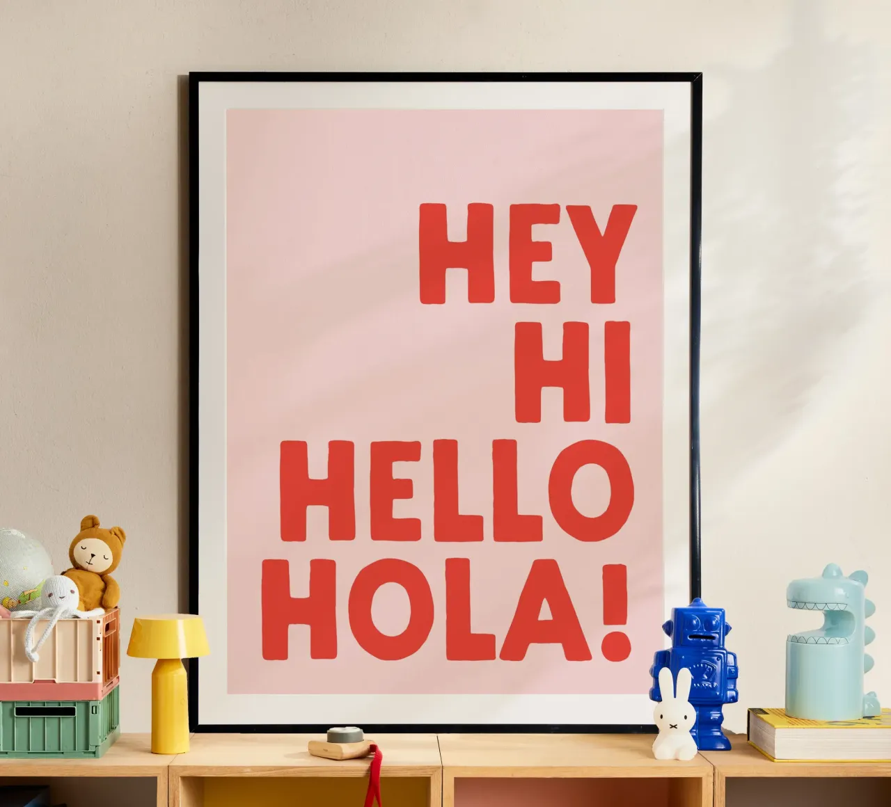 Hey, Hi Hello, Hola - Languages Typography hahnemühle by Peaches Art Prints