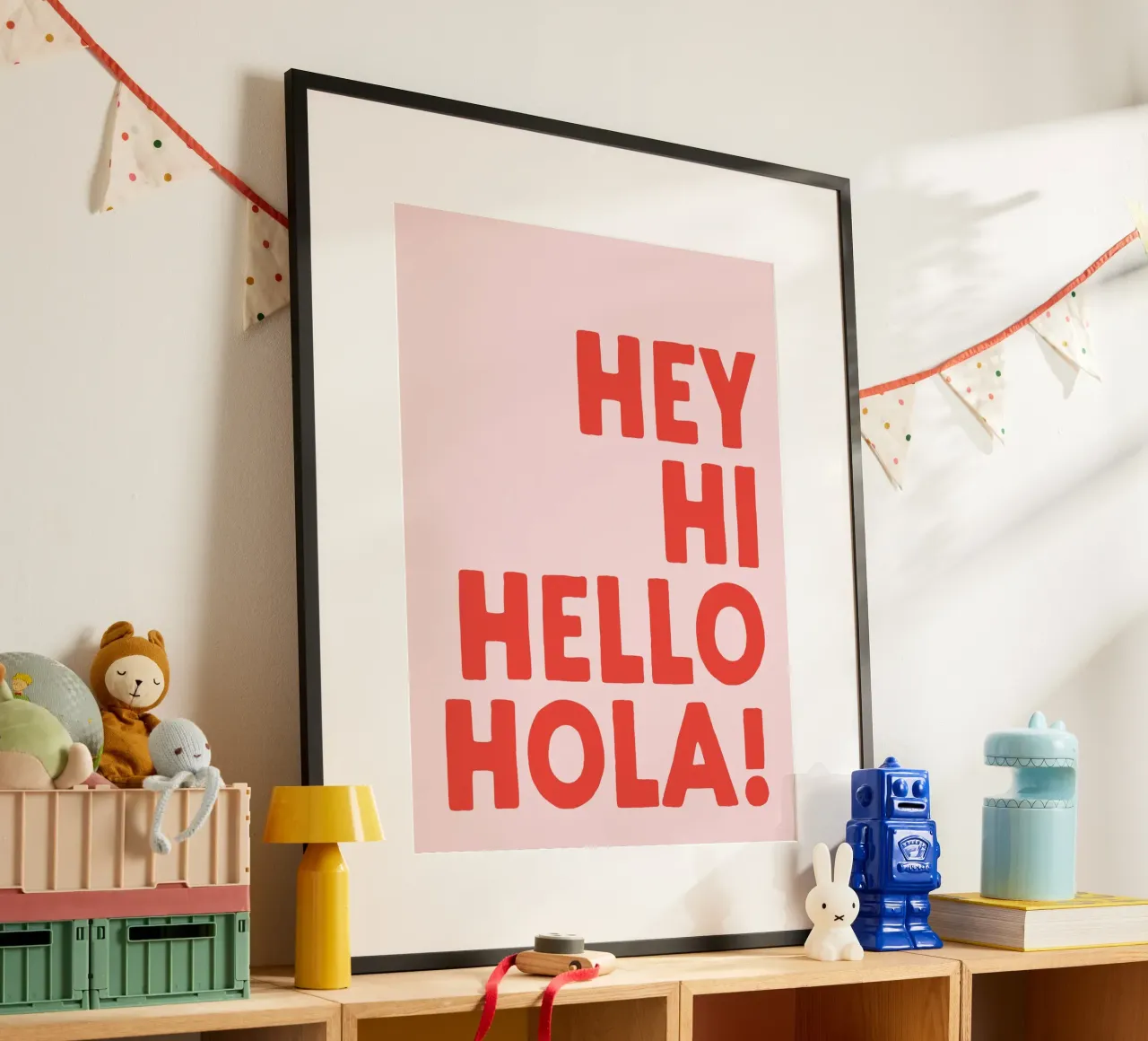Hey, Hi Hello, Hola - Languages Typography hahnemühle by Peaches Art Prints