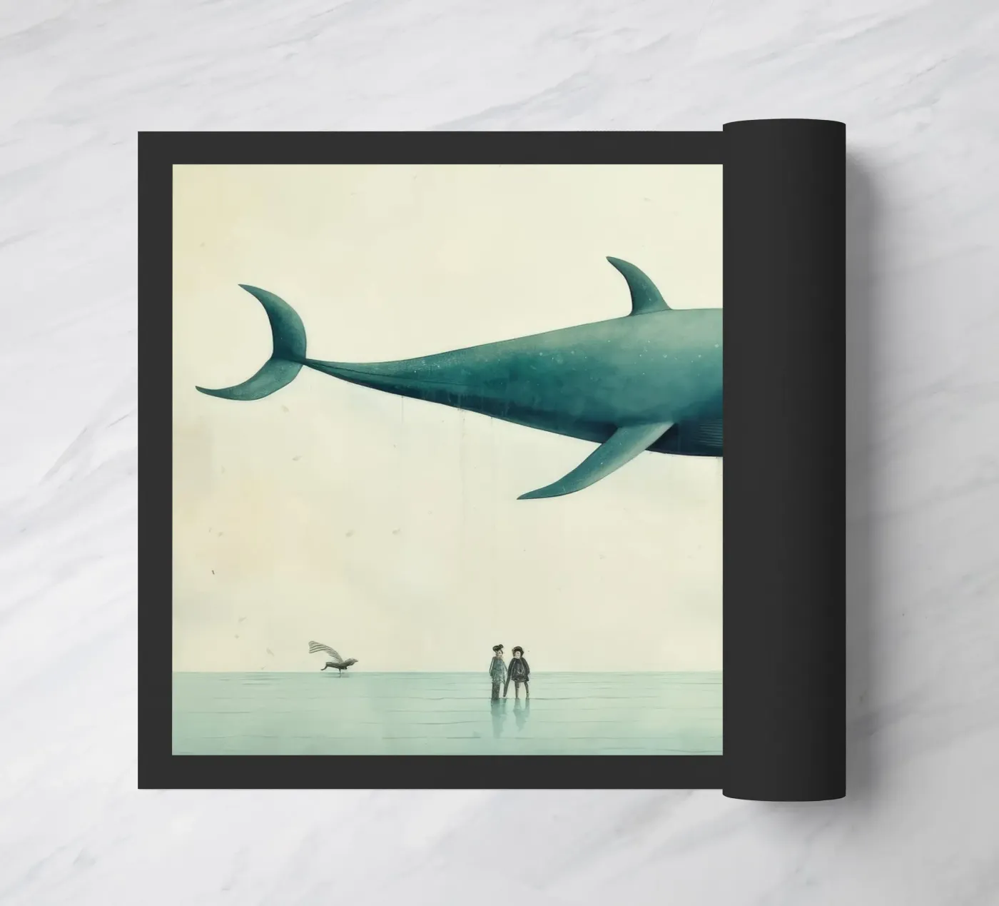 Minimal Whale Fußmatte von Minimal Animal Art
