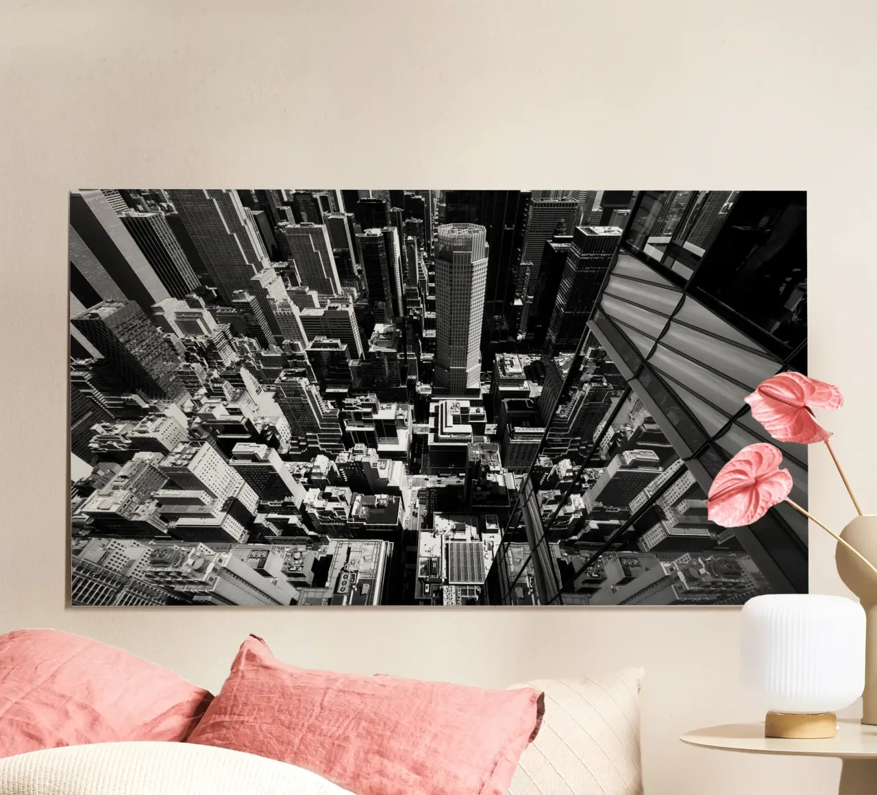 Black and White New York poster con telaio in plastica da Flo Klein