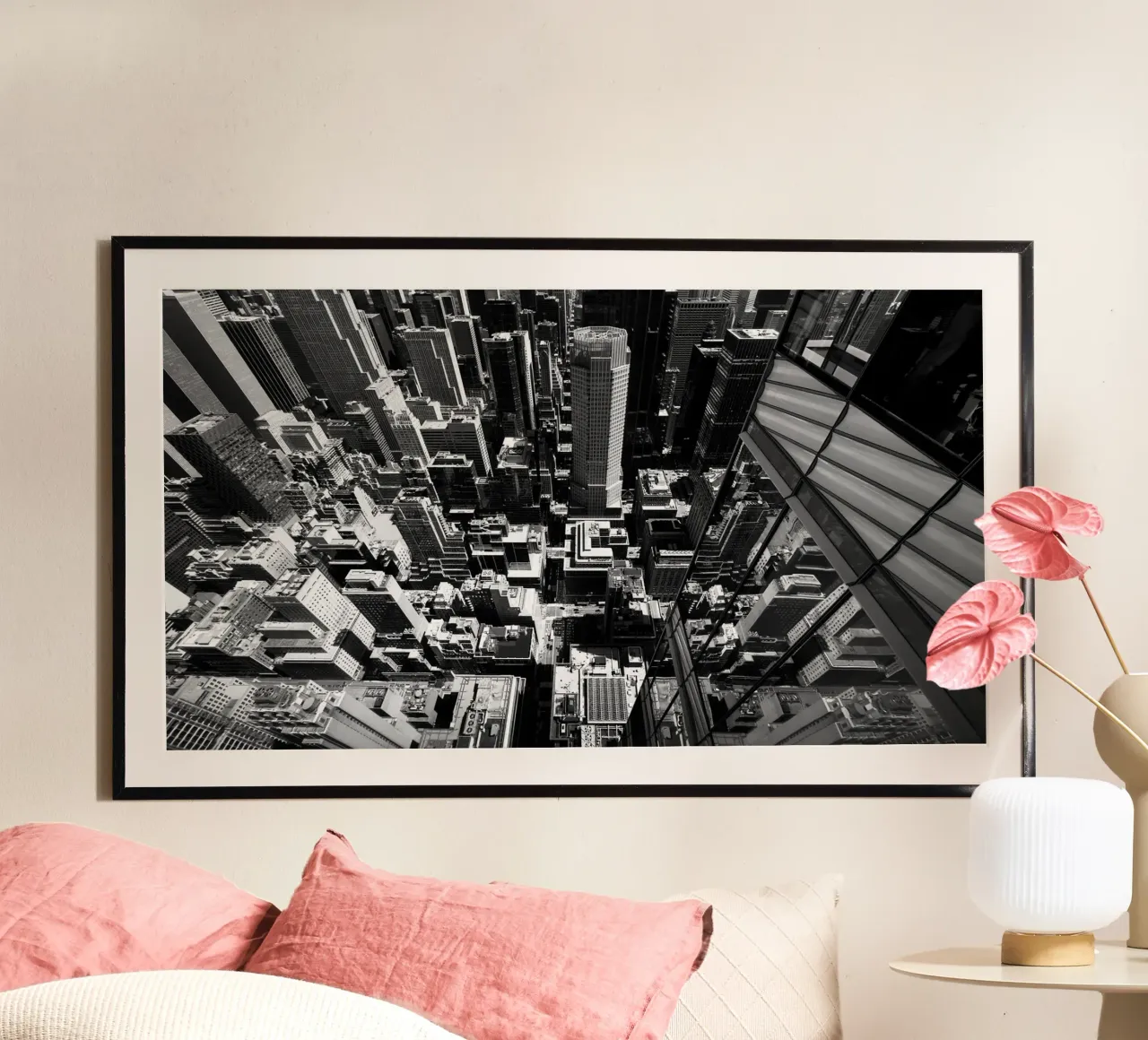 Black and White New York poster con telaio in plastica da Flo Klein