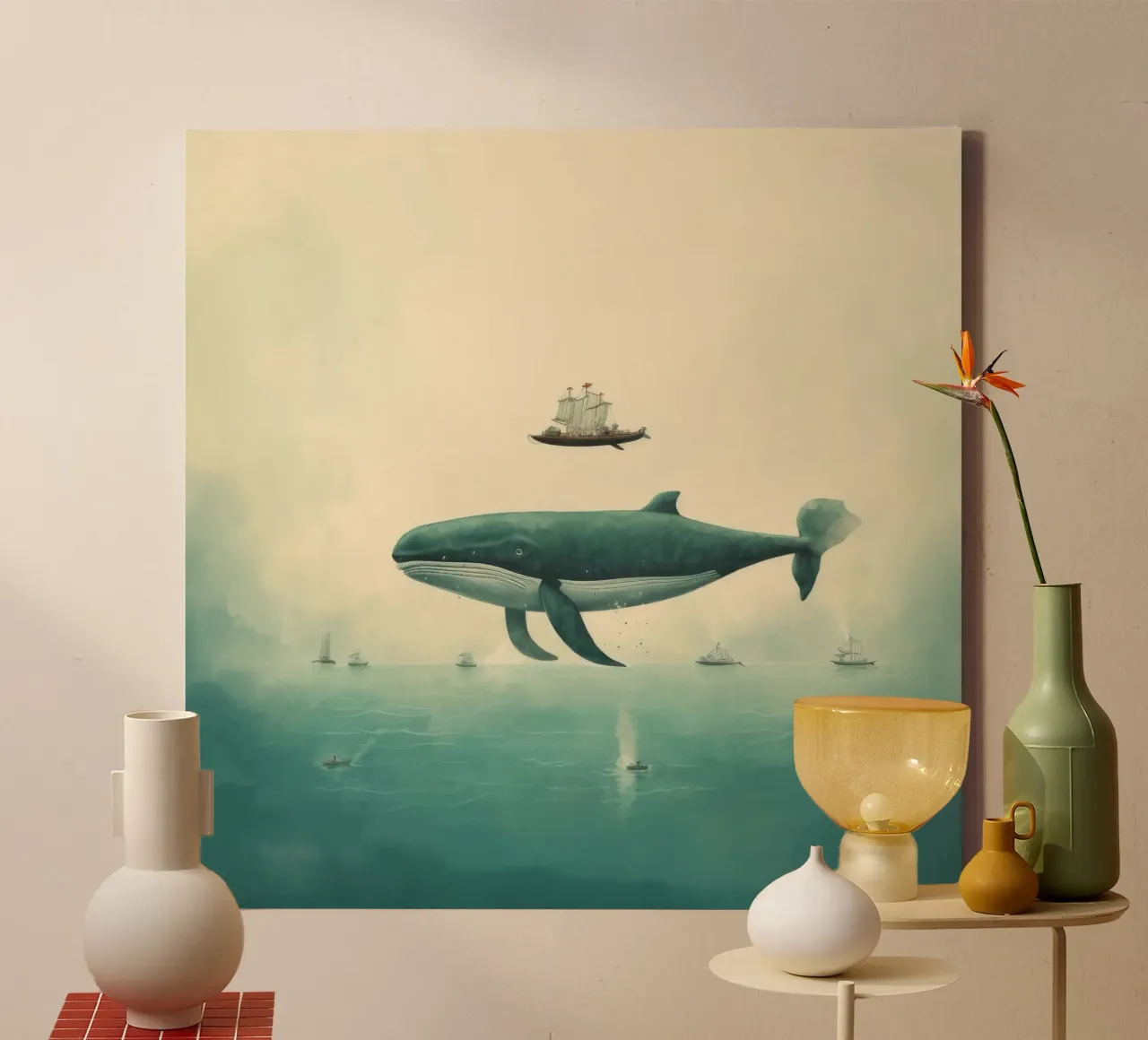 Minimal Whale 1 canvas by Minimal Animal Art