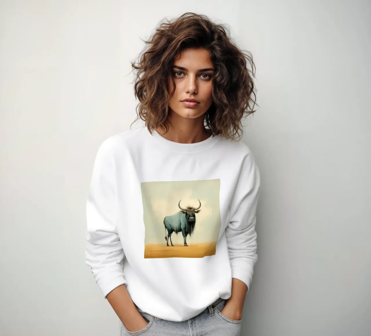 Minimal Wildebeest 2 sweatshirt by Minimal Animal Art