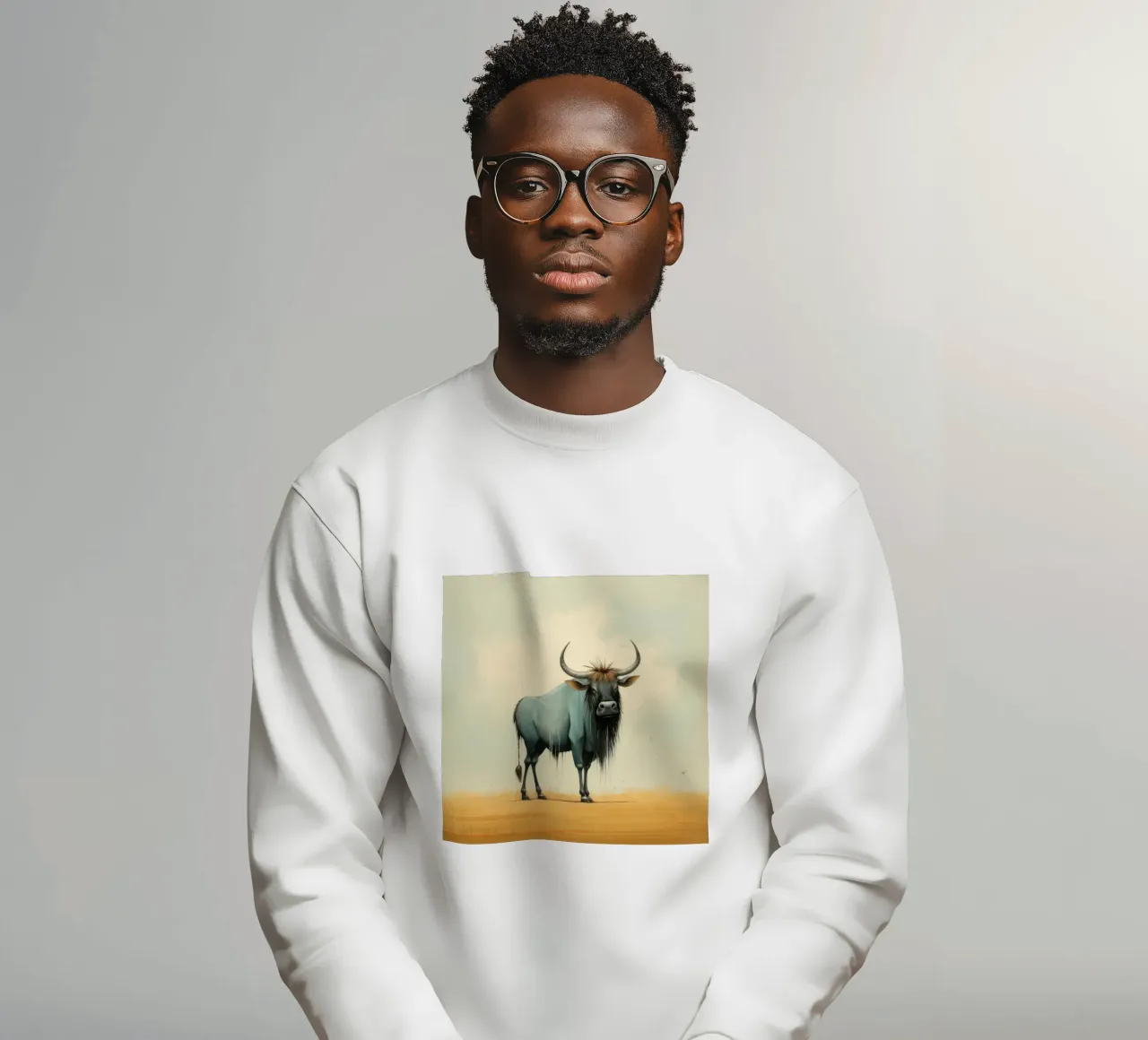 Minimal Wildebeest 2 sweatshirt by Minimal Animal Art