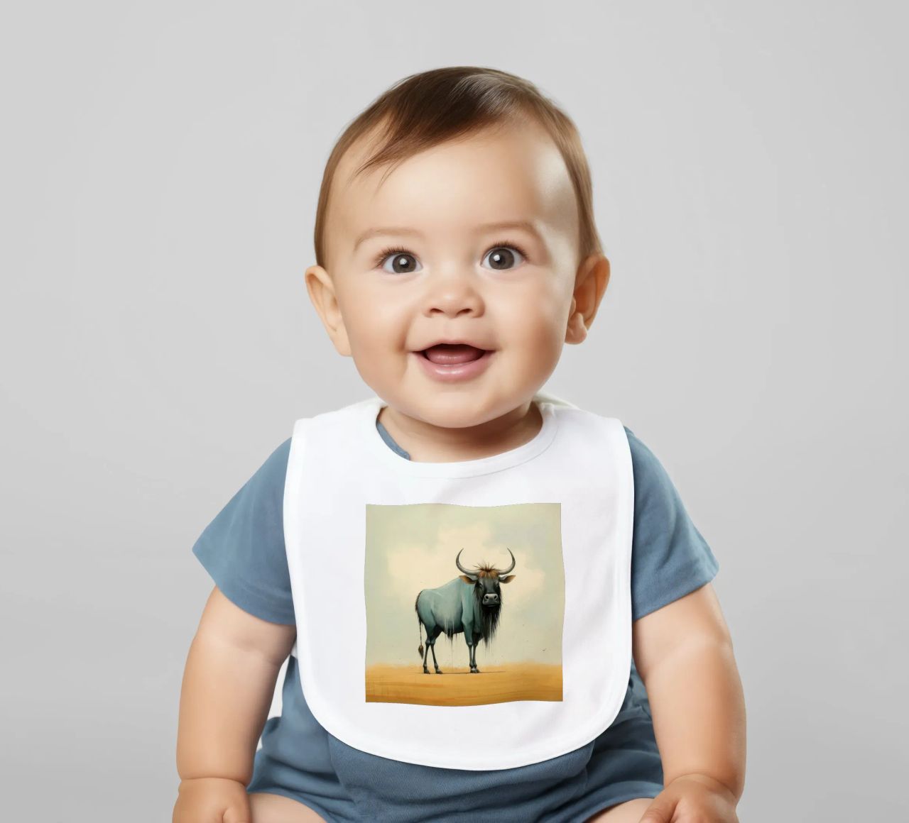 Minimal Wildebeest 2 bavaglino da Minimal Animal Art