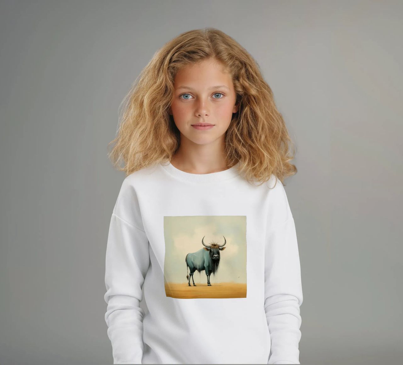 Minimal Wildebeest 2 felpa bambino da Minimal Animal Art