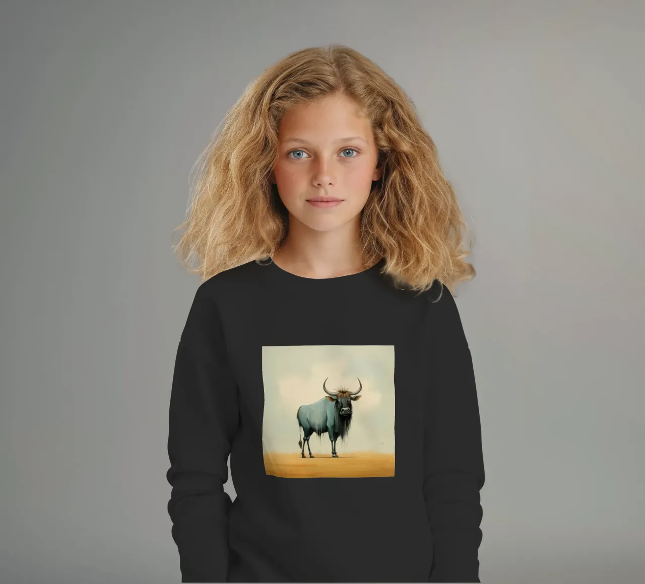 Minimal Wildebeest 2 felpa bambino da Minimal Animal Art