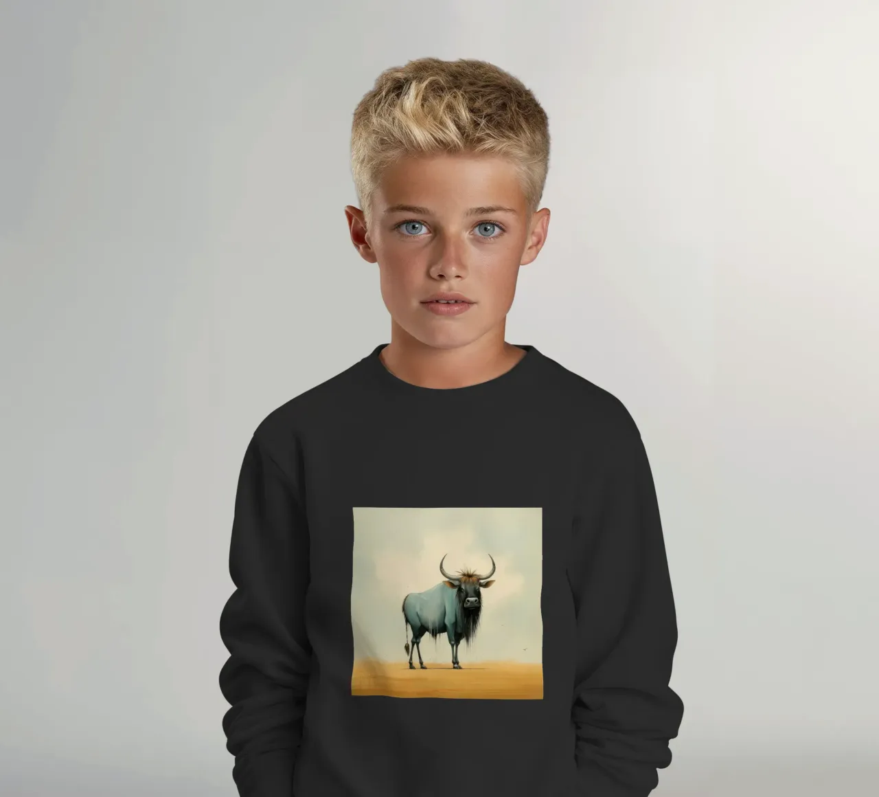 Minimal Wildebeest 2 felpa bambino da Minimal Animal Art