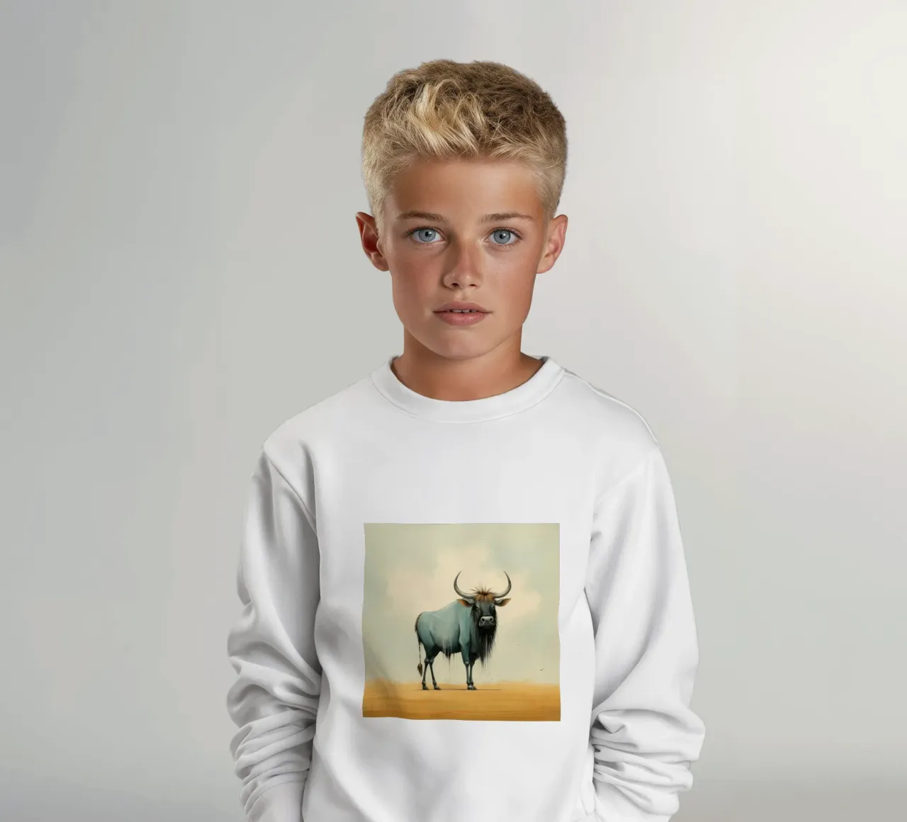Minimal Wildebeest 2 felpa bambino da Minimal Animal Art