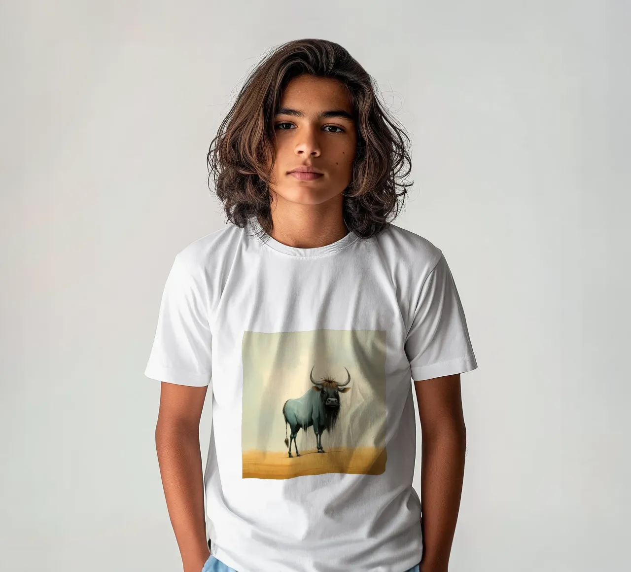 Minimal Wildebeest t-shirt bambini da Minimal Animal Art