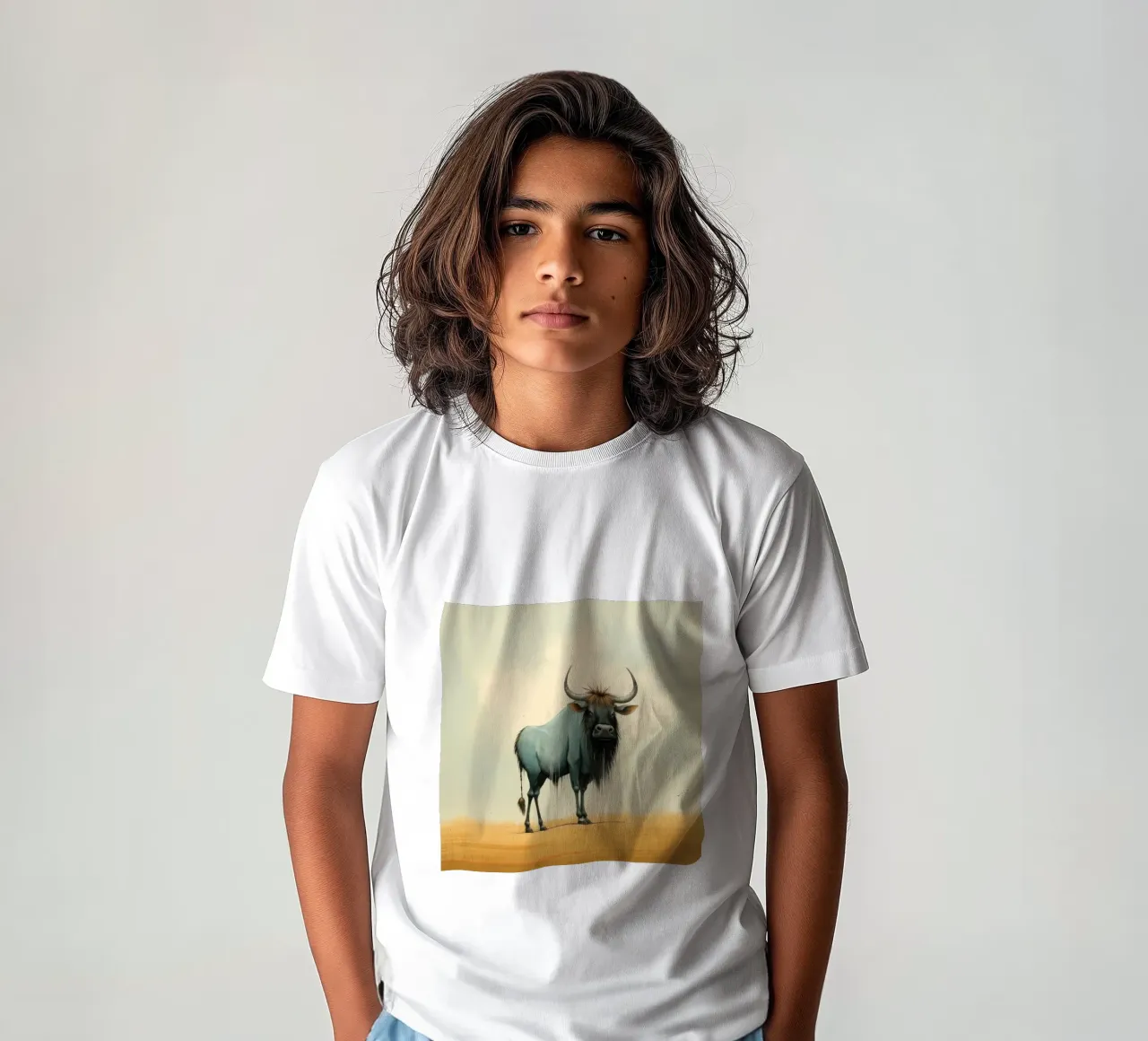 Minimal Wildebeest t-shirt bambini da Minimal Animal Art