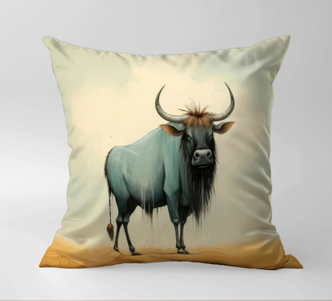 Minimal Wildebeest 2 cuscino da Minimal Animal Art