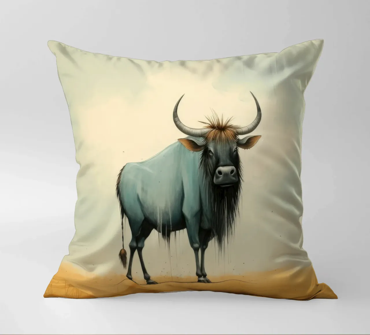 Minimal Wildebeest 2 kussen van Minimal Animal Art