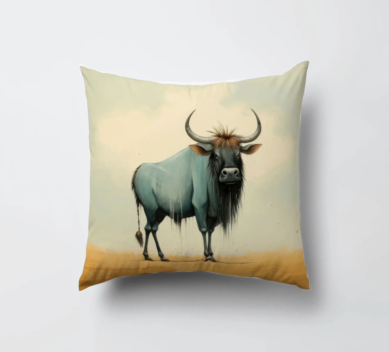 Minimal Wildebeest 2 cuscino da Minimal Animal Art