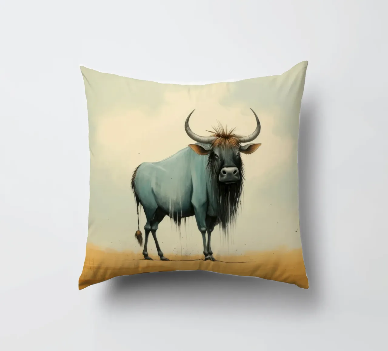 Minimal Wildebeest 2 kussen van Minimal Animal Art