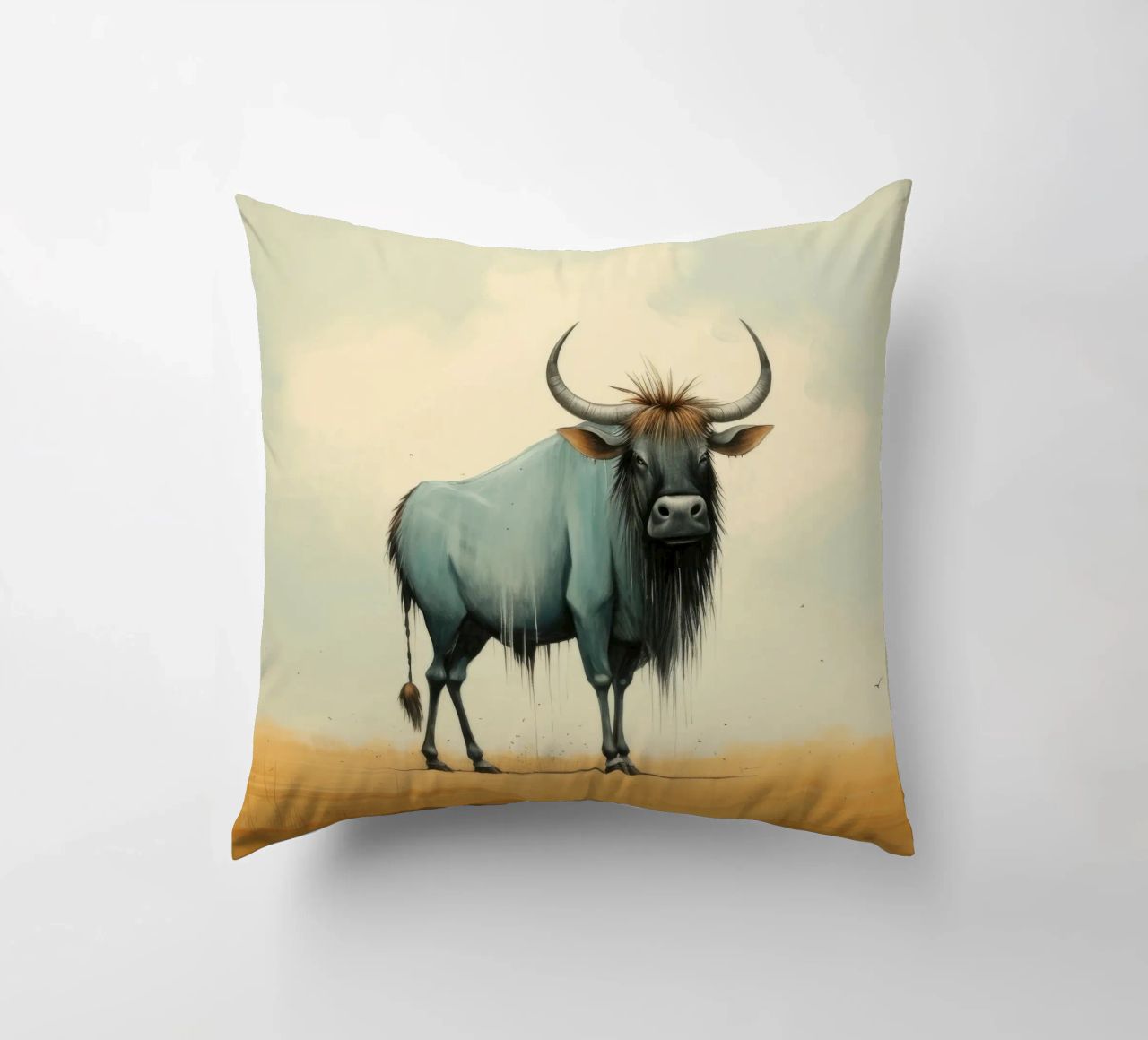 Minimal Wildebeest 2 cuscino da Minimal Animal Art