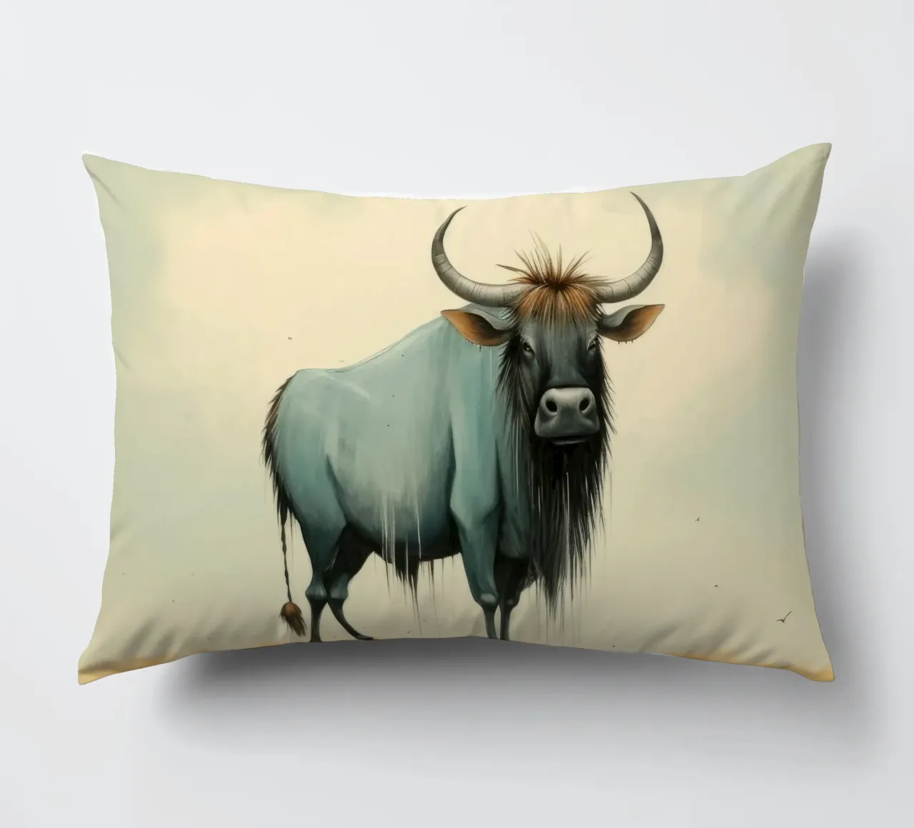 Minimal Wildebeest 2 kussen van Minimal Animal Art