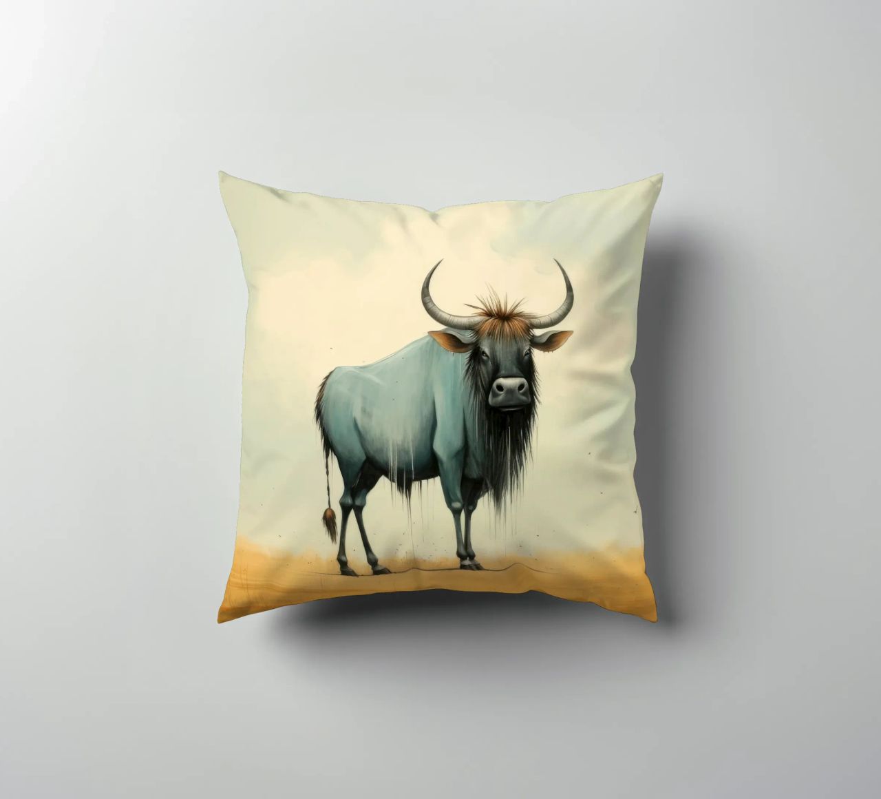 Minimal Wildebeest 2 cuscino da Minimal Animal Art