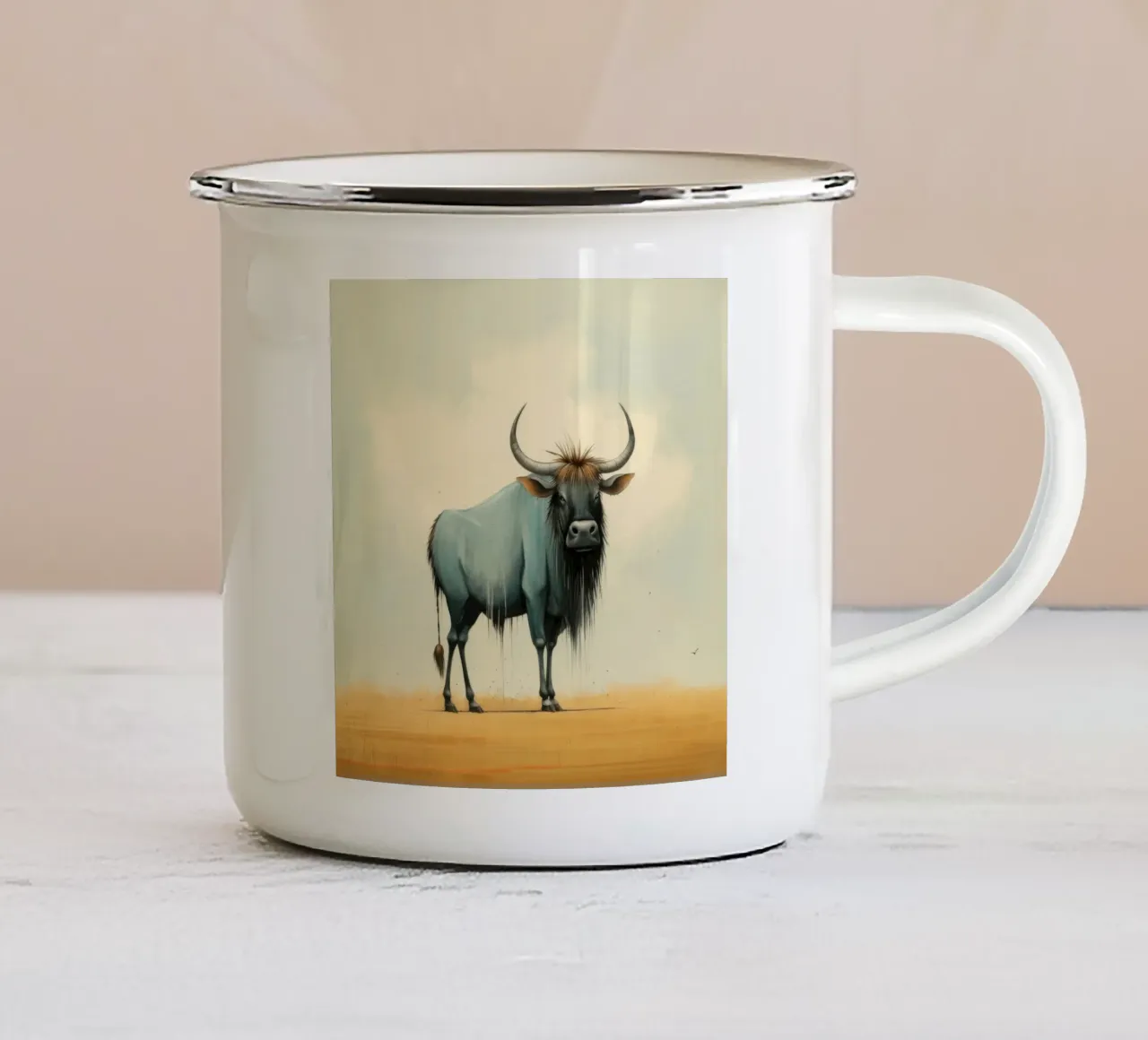Gnou minimal 2 mug en émail de Minimal Animal Art