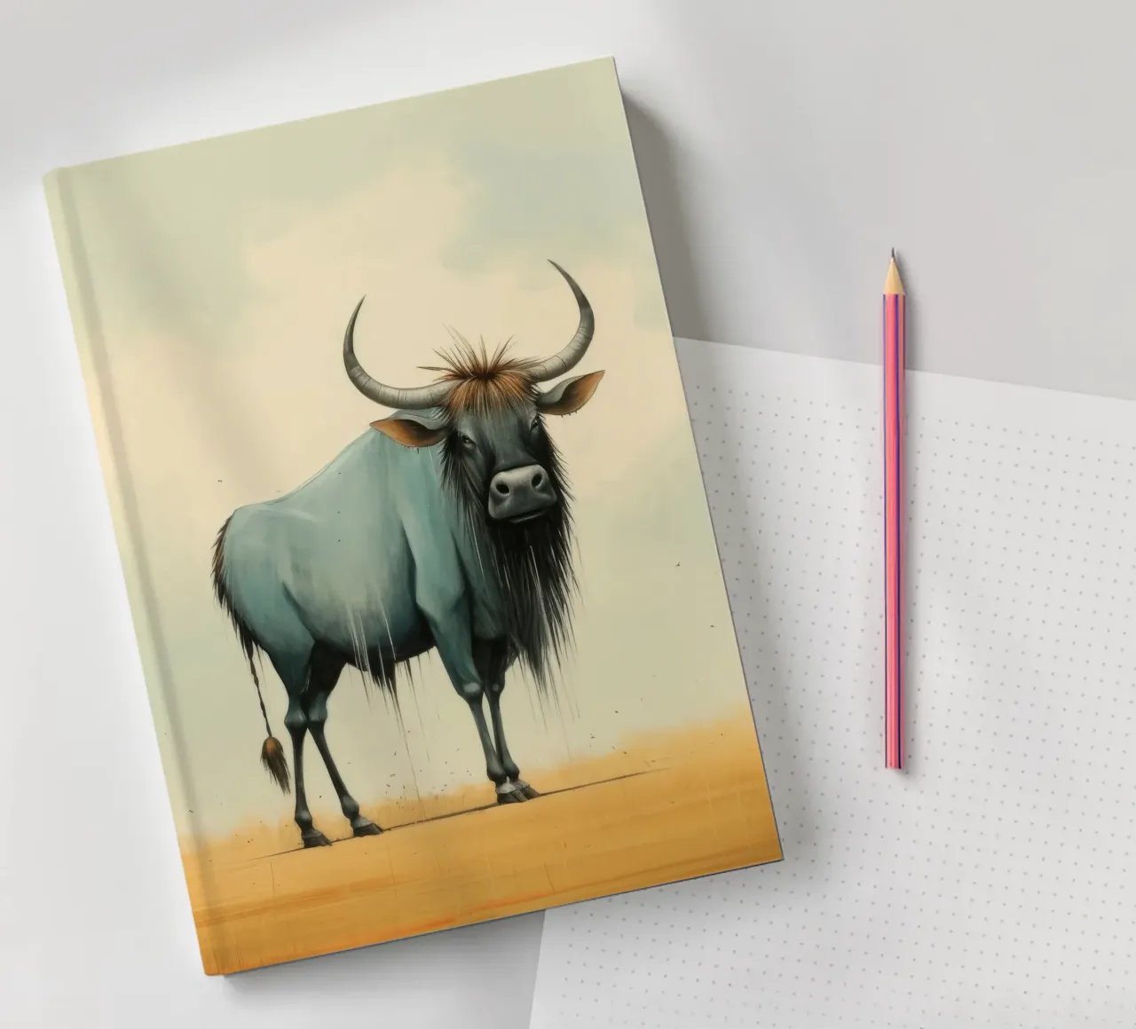 Minimal Wildebeest 2 notebook by Minimal Animal Art