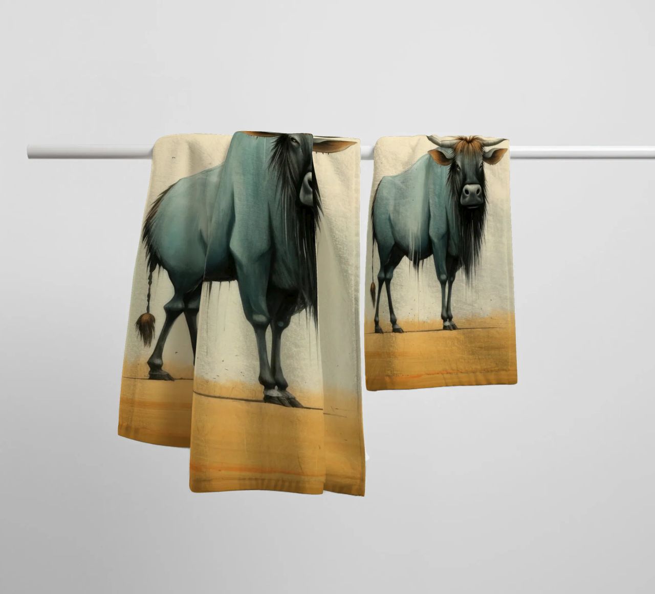 Minimal Wildebeest 2 asciugamano da bagno da Minimal Animal Art