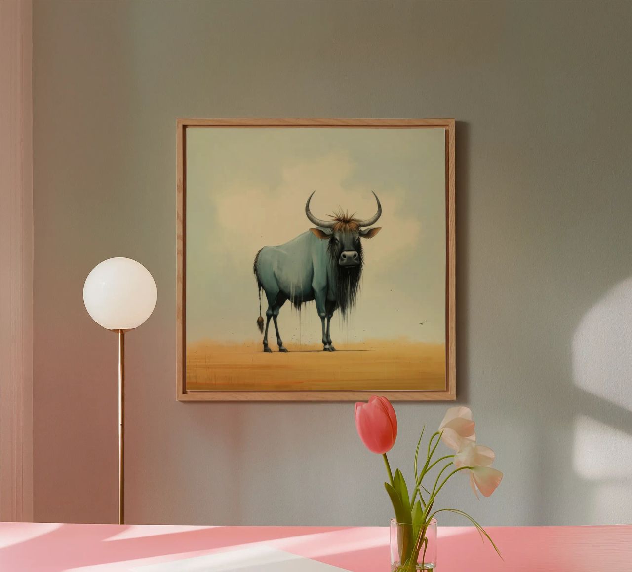 Minimal Wildebeest 2 alluminio dibond da Minimal Animal Art