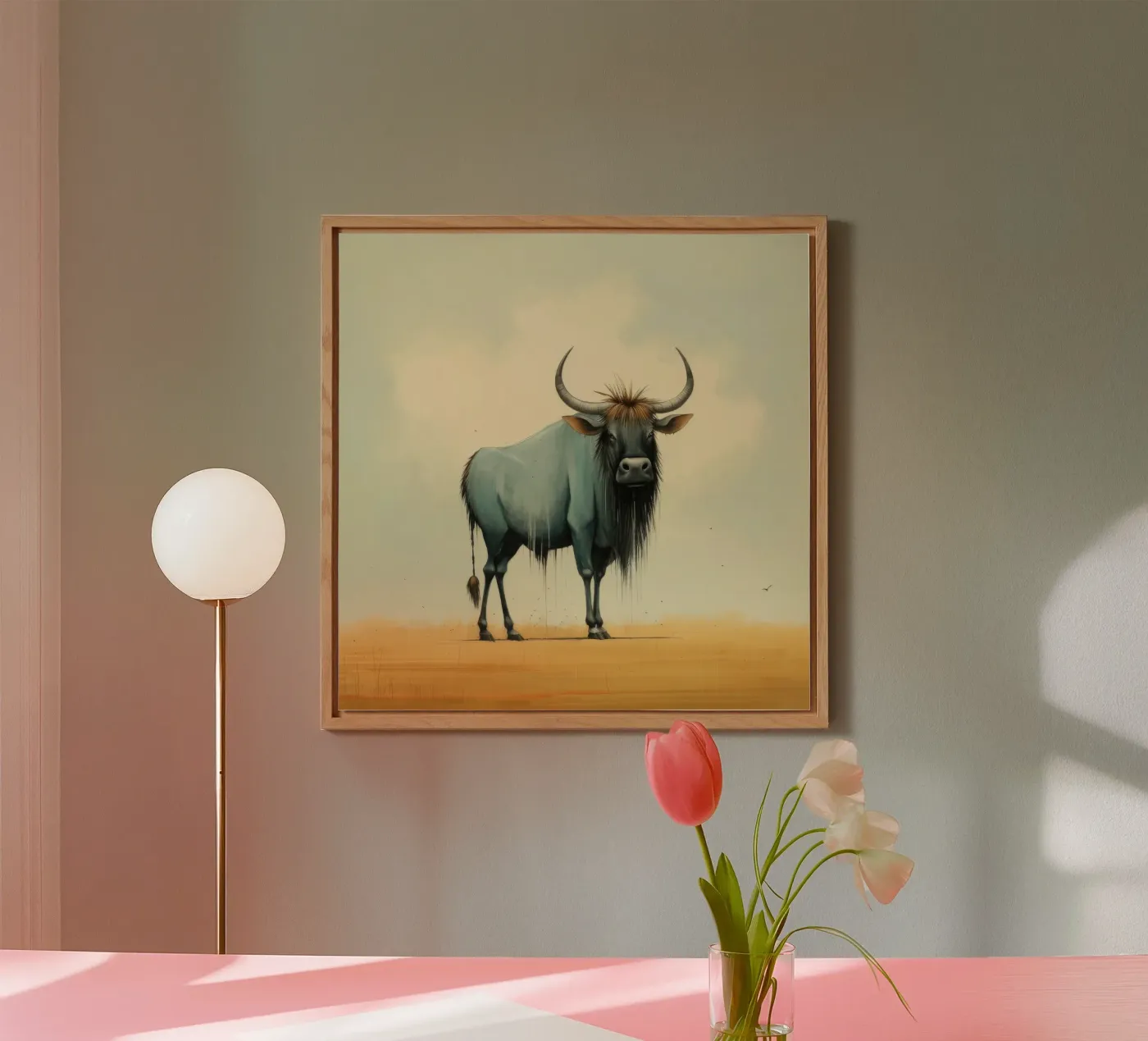 Minimal Wildebeest panneau forex de Minimal Animal Art