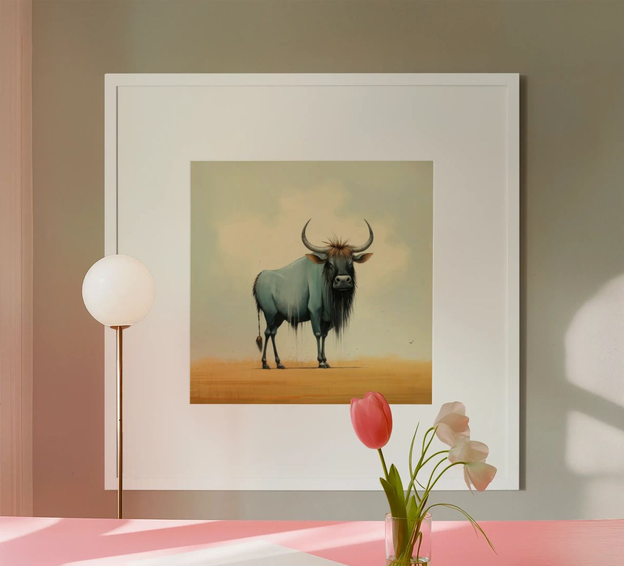 Minimal Wildebeest 2 carta hahnemühle da Minimal Animal Art