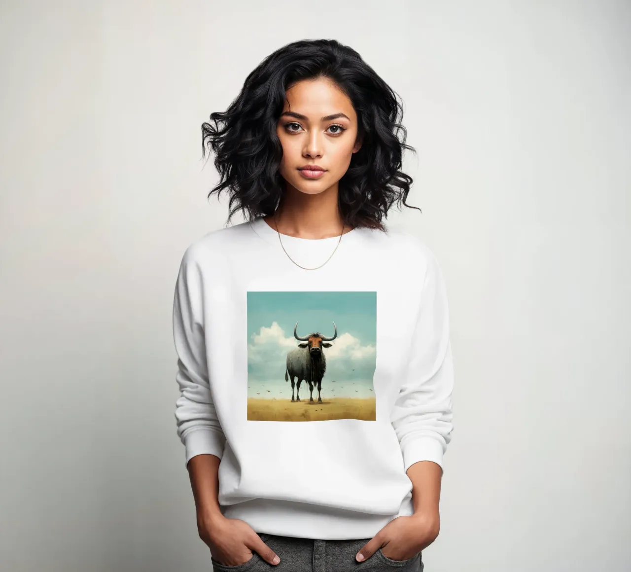 Minimal Wildebeest 3 sweatshirt by Minimal Animal Art
