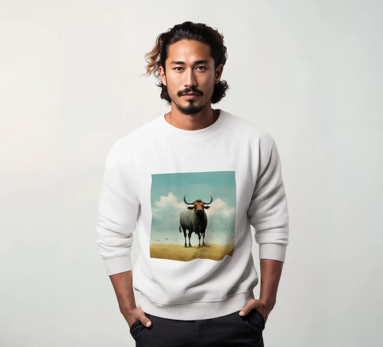Minimal Wildebeest 3 sweatshirt by Minimal Animal Art