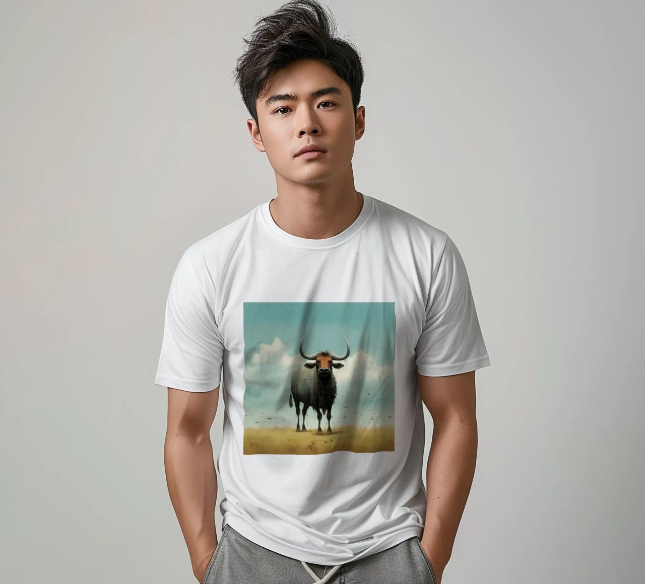 Minimal Wildebeest 3 t-shirt da Minimal Animal Art