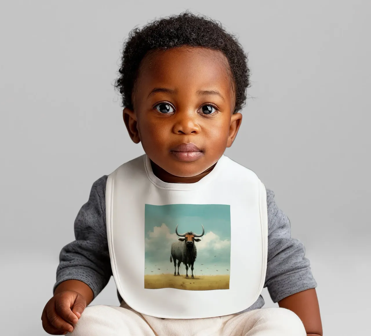 Minimal Wildebeest 3 Babylätzchen von Minimal Animal Art