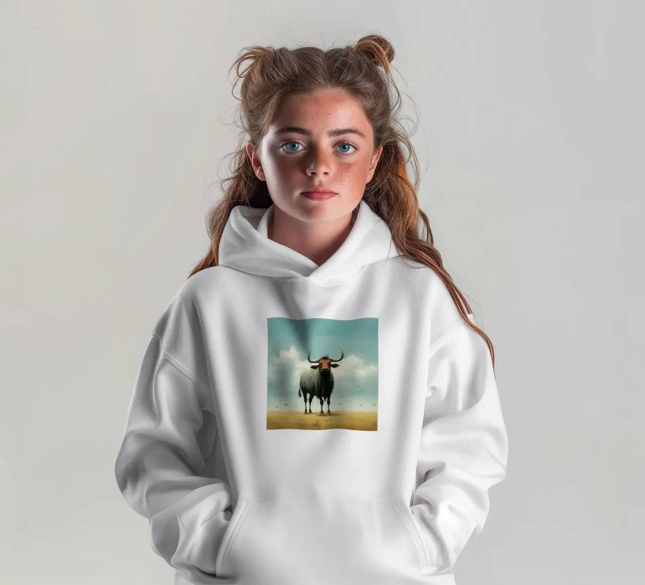 Minimal Wildebeest 3 felpa bambino con cappuccio da Minimal Animal Art