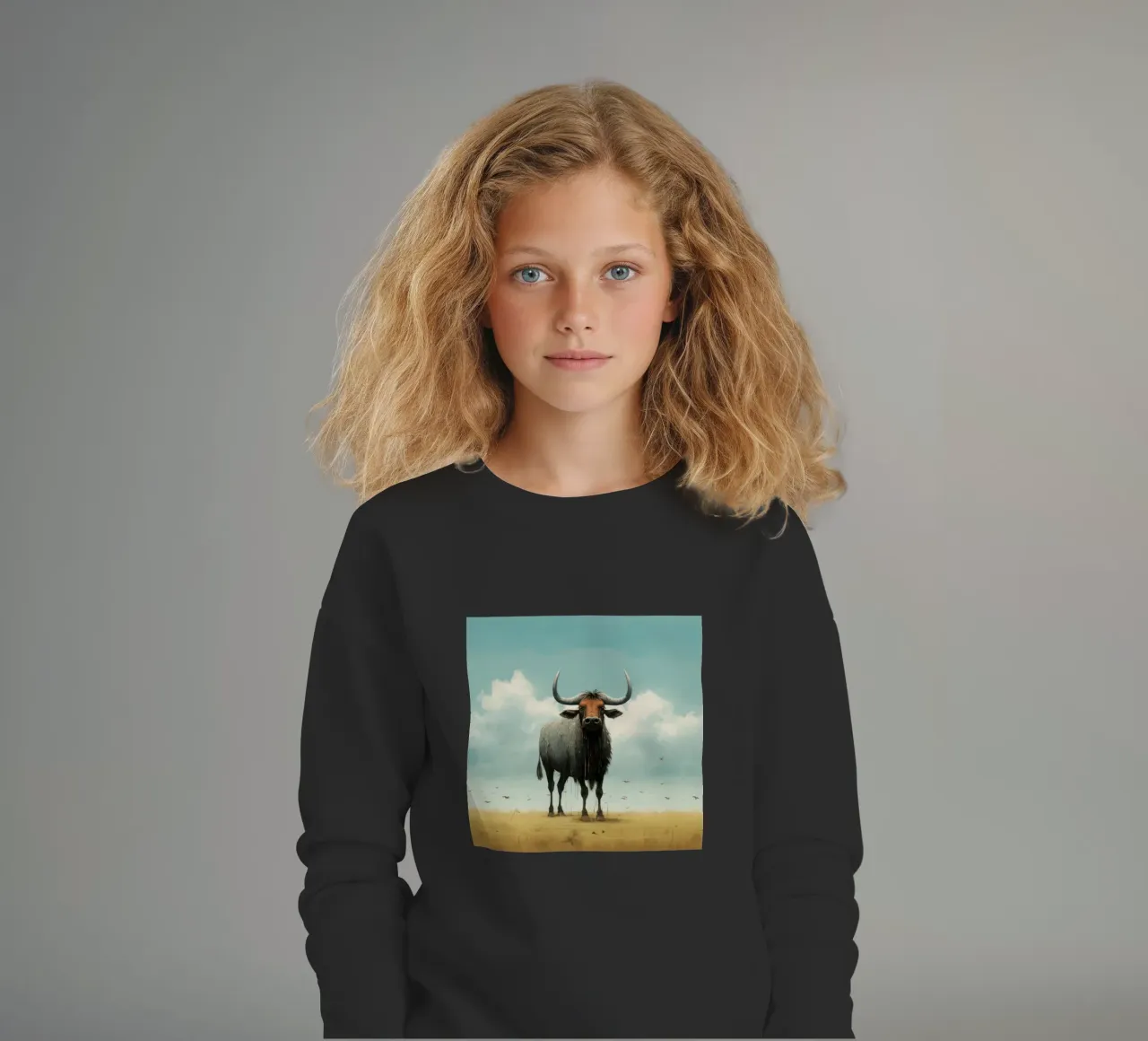 Minimal Wildebeest 3 felpa bambino da Minimal Animal Art