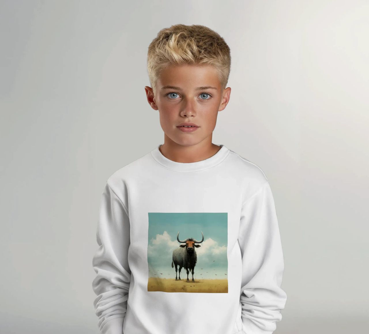 Minimal Wildebeest 3 felpa bambino da Minimal Animal Art