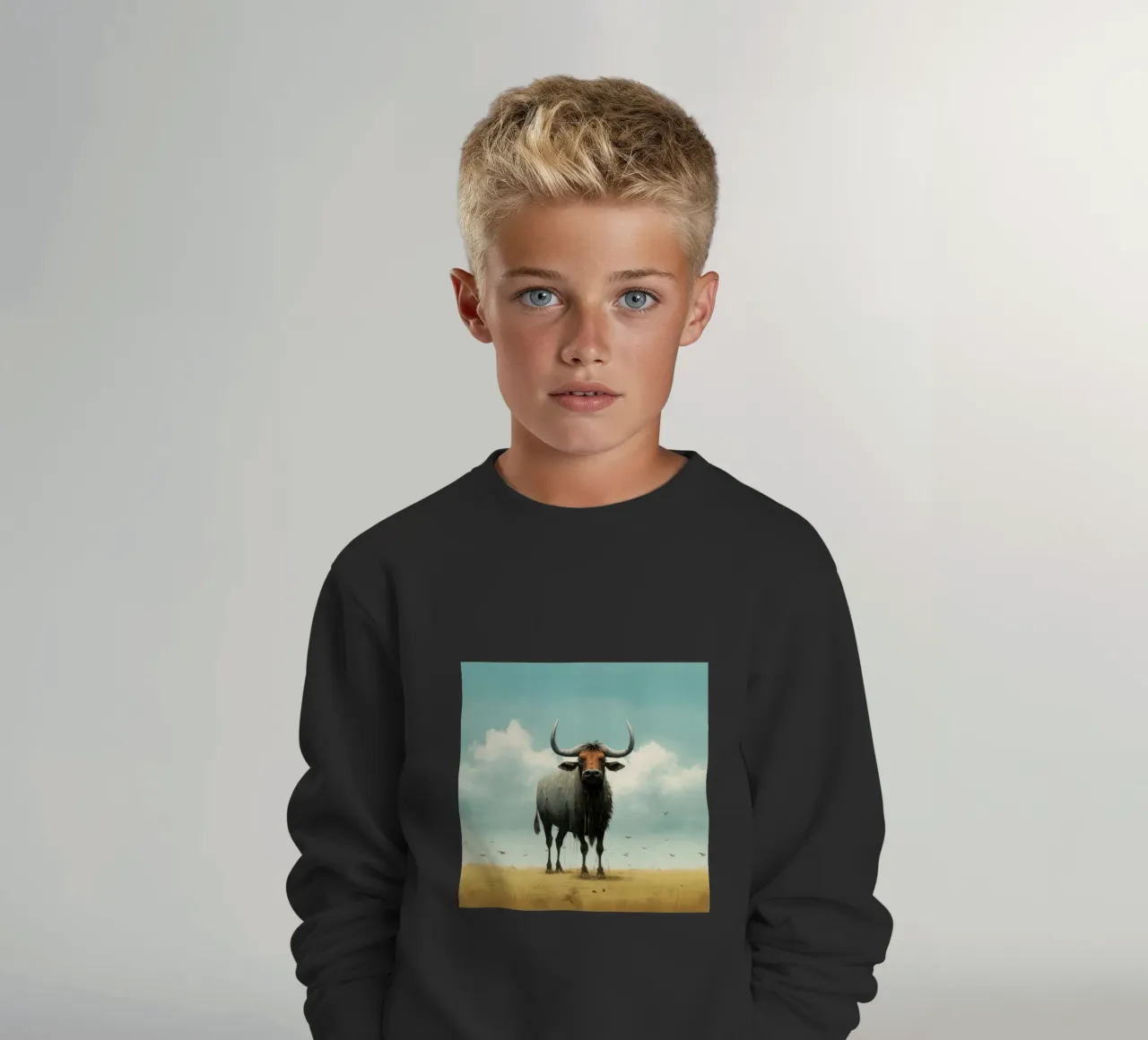 Minimal Wildebeest 3 felpa bambino da Minimal Animal Art