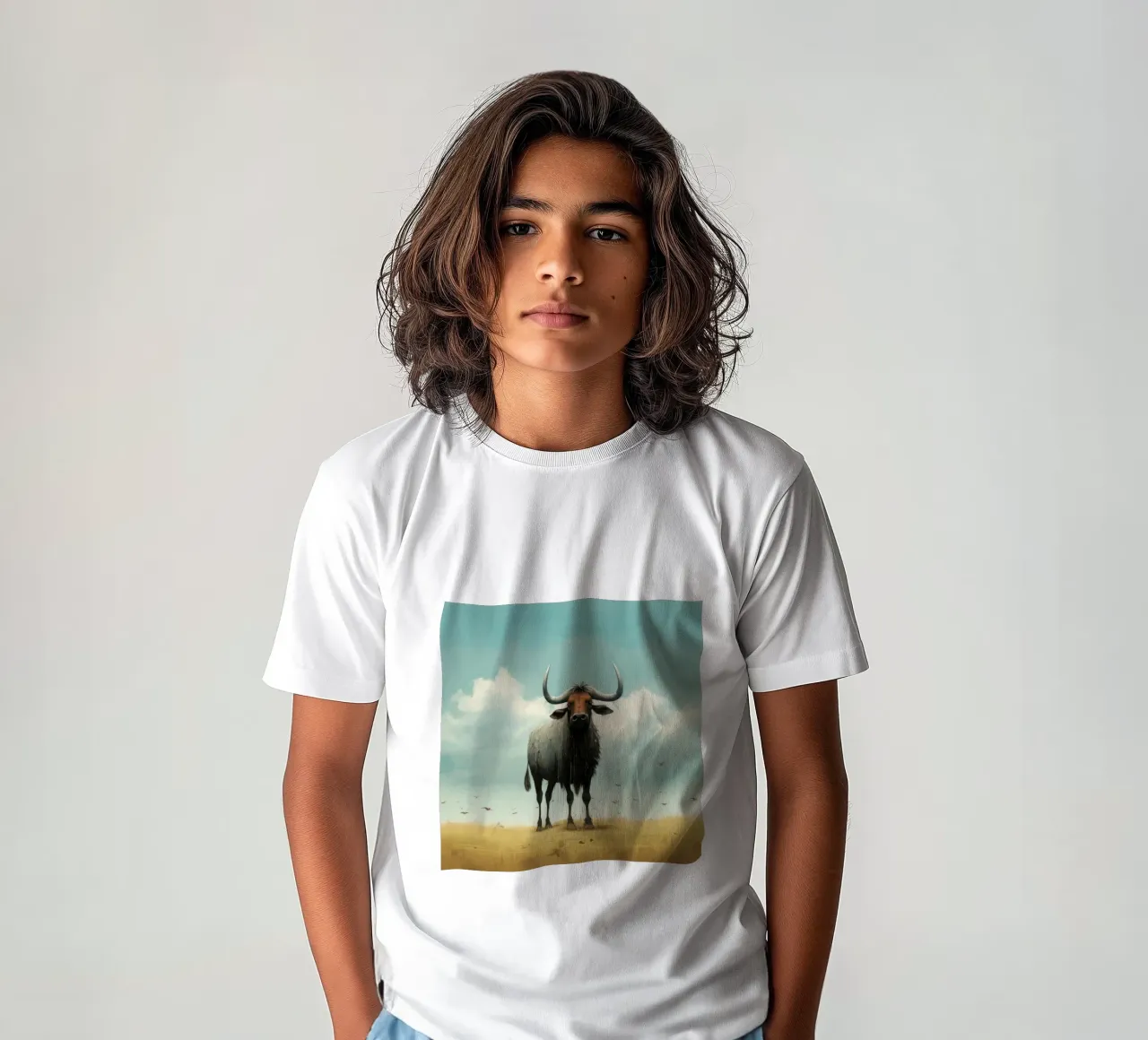 Minimal Wildebeest t-shirt bambini da Minimal Animal Art