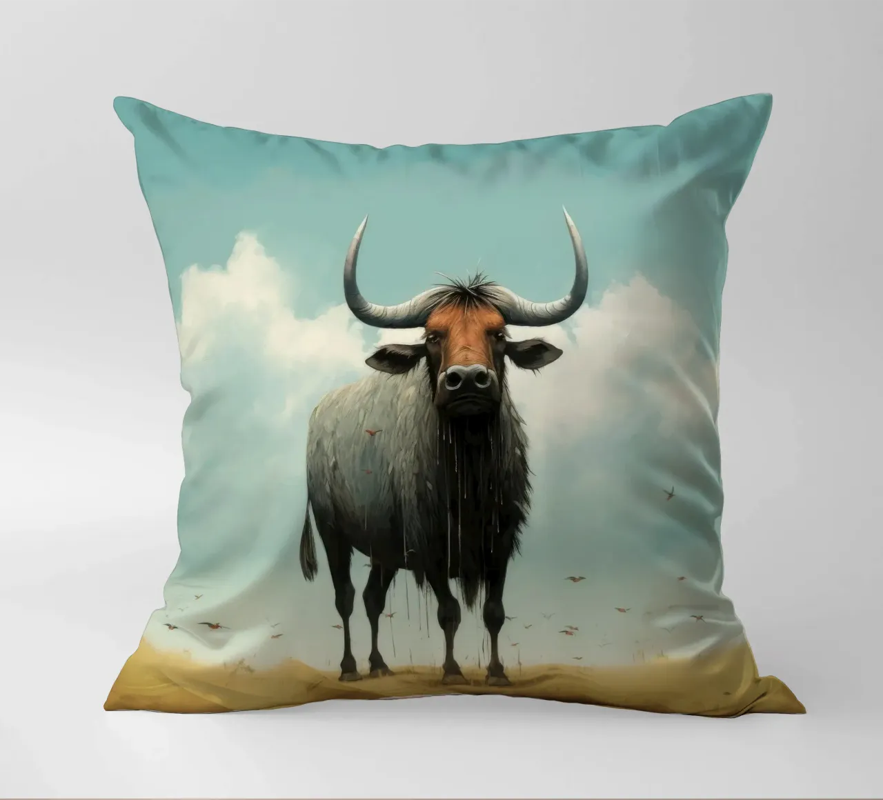 Minimal Wildebeest 3 cuscino da Minimal Animal Art