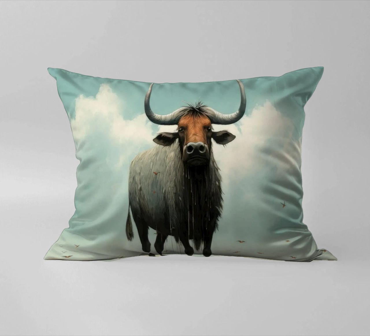 Minimal Wildebeest 3 cuscino da Minimal Animal Art
