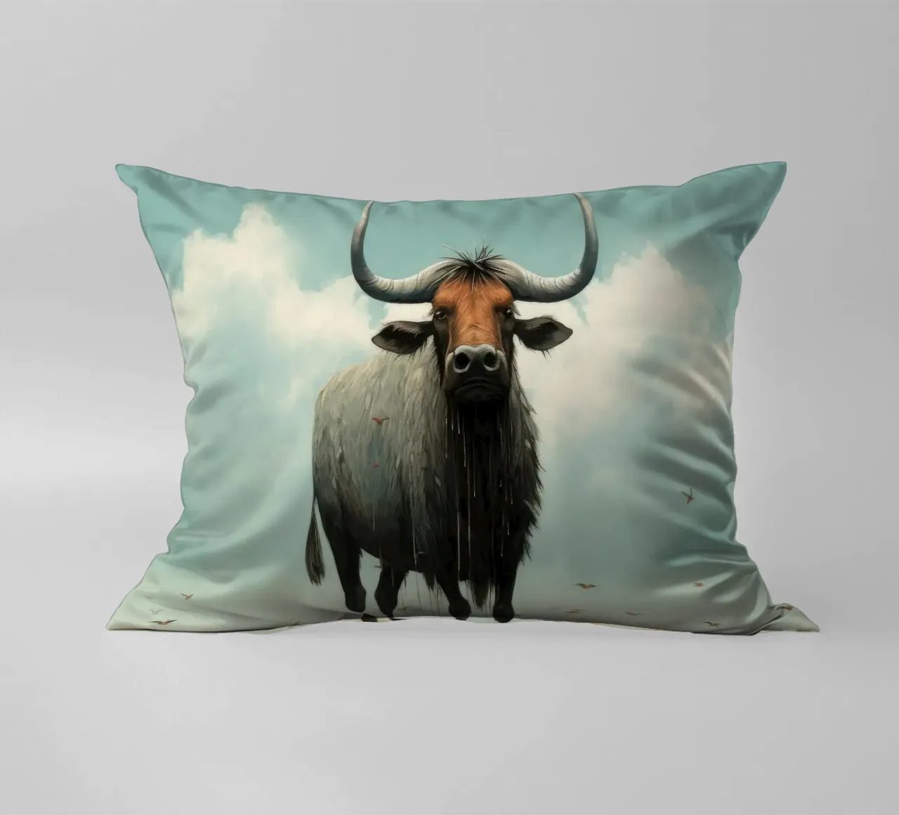 Minimal Wildebeest 3 kussen van Minimal Animal Art