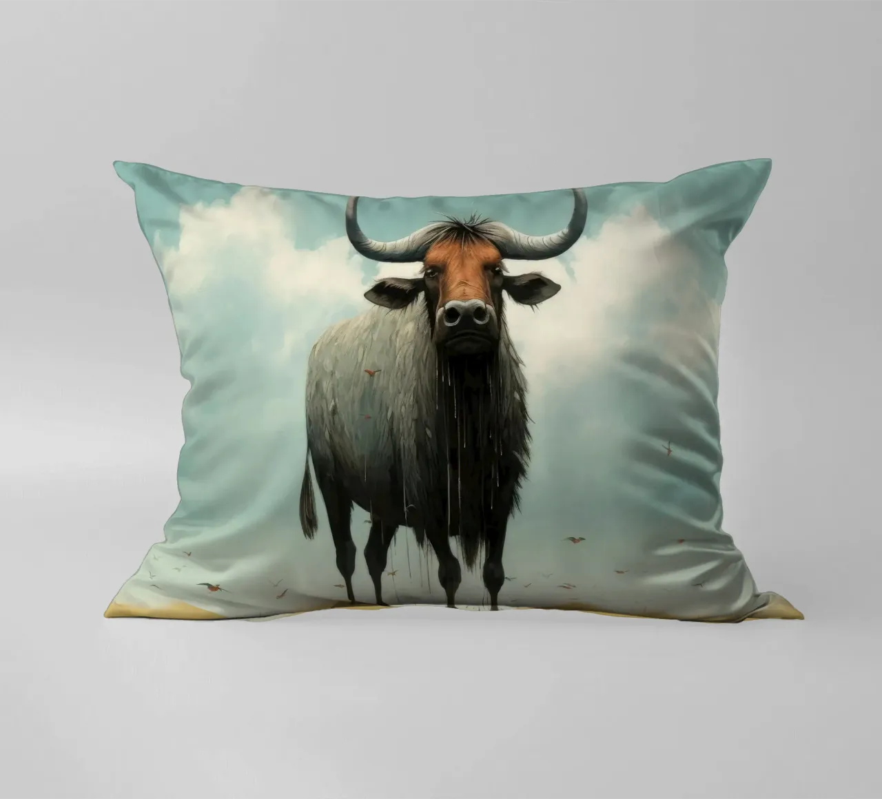 Minimal Wildebeest 3 cuscino da Minimal Animal Art