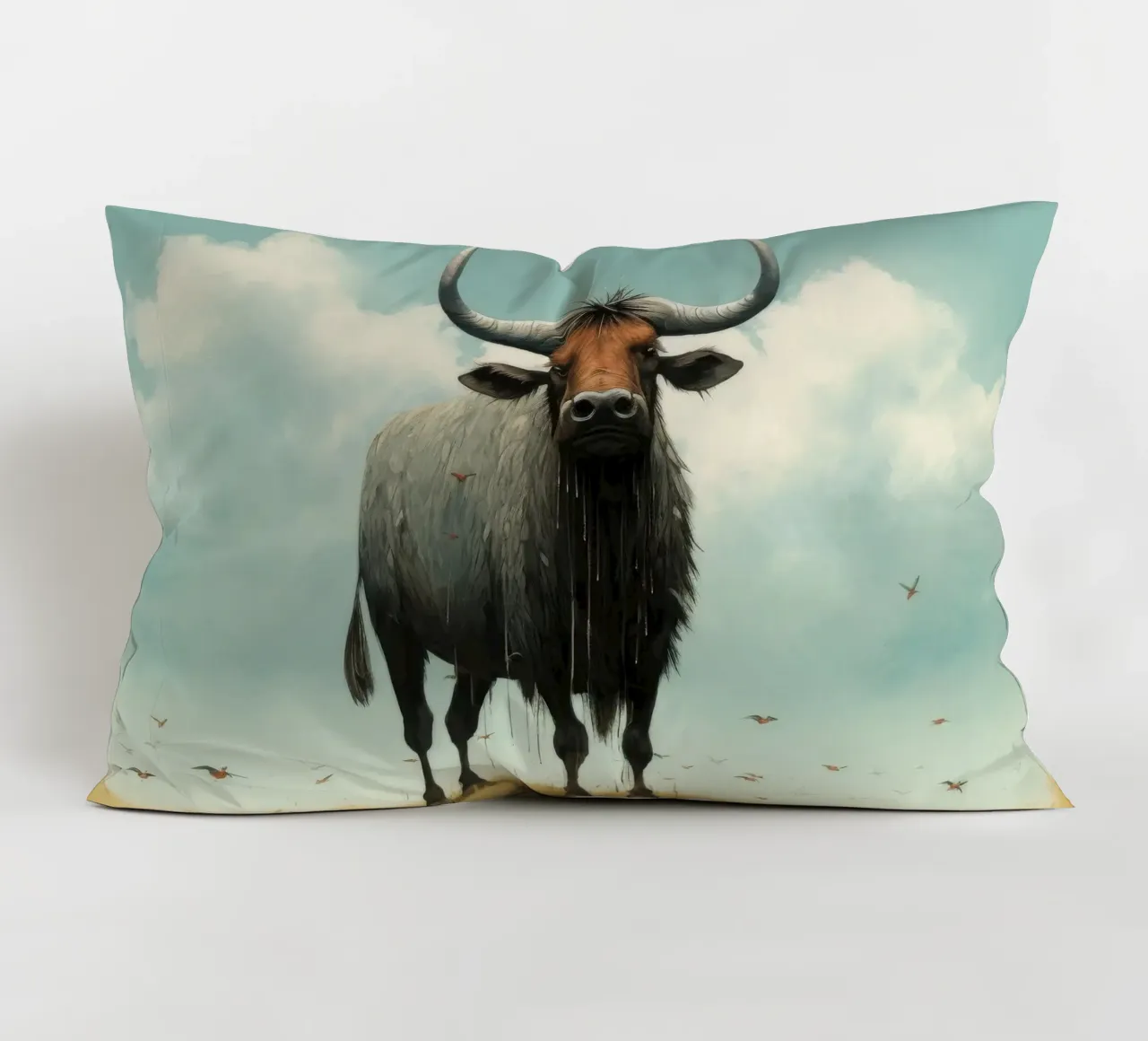 Minimal Wildebeest 3 cuscino da Minimal Animal Art