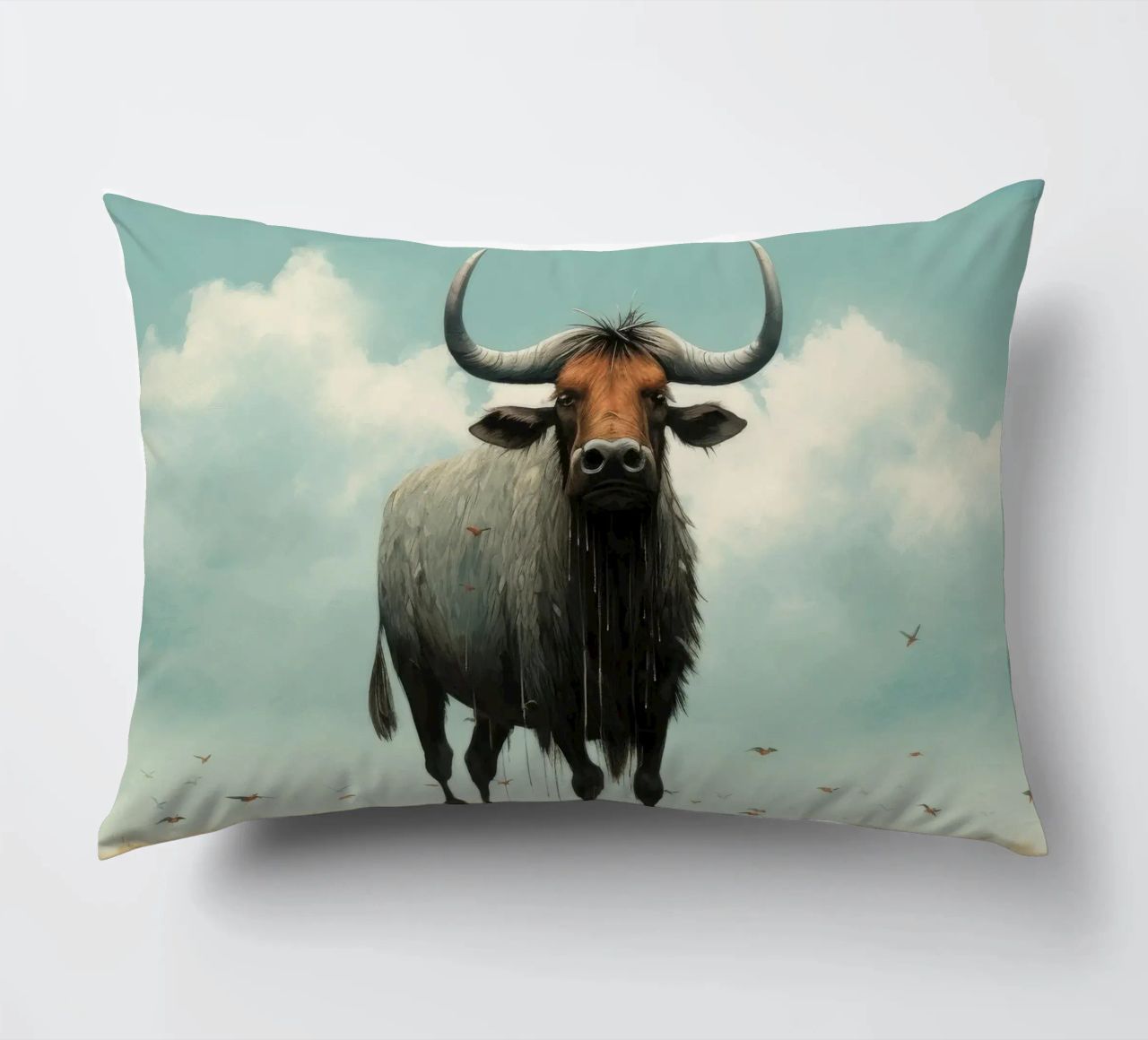 Minimal Wildebeest 3 cuscino da Minimal Animal Art
