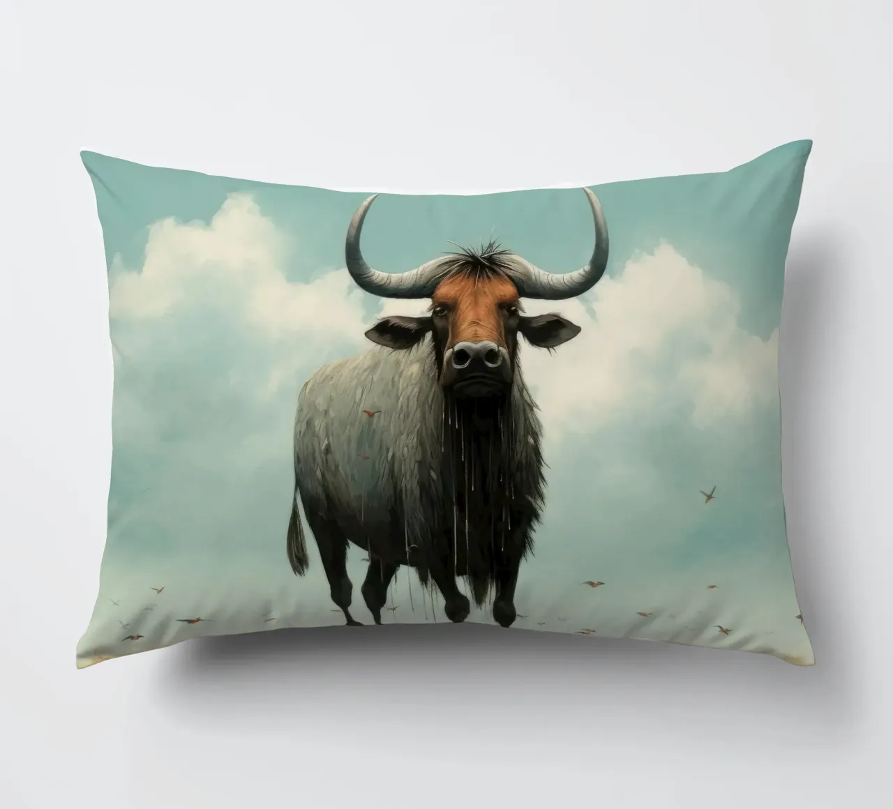 Minimal Wildebeest 3 cuscino da Minimal Animal Art