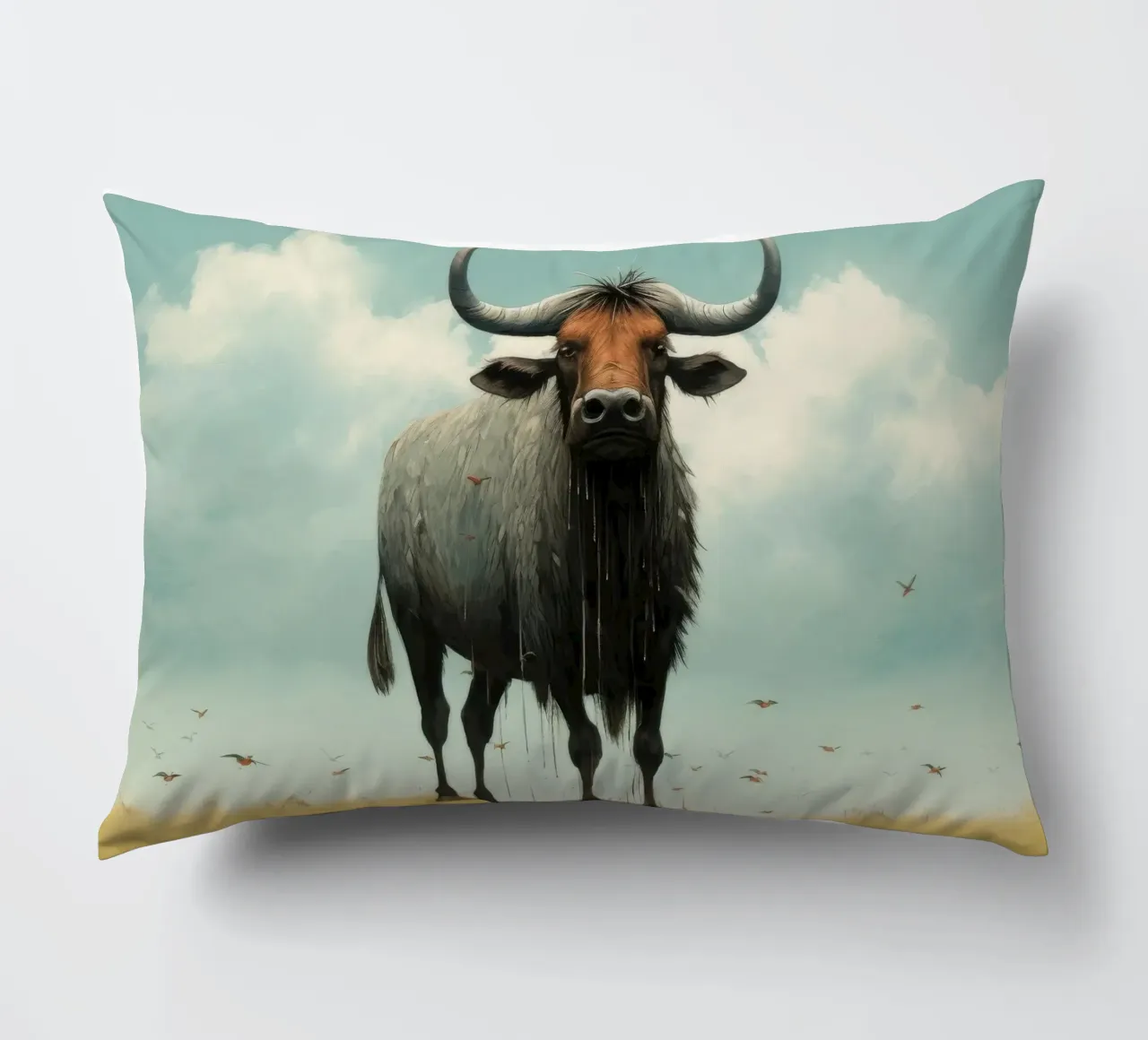 Minimal Wildebeest 3 cuscino da Minimal Animal Art