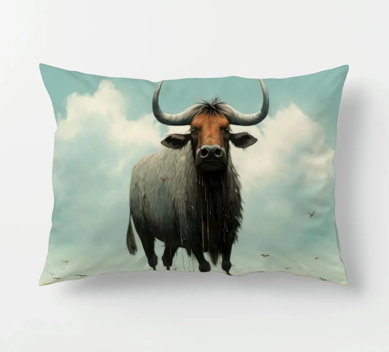 Minimal Wildebeest 3 cuscino da Minimal Animal Art