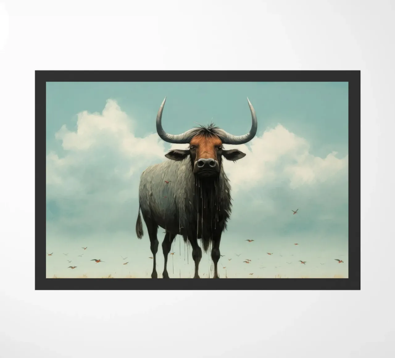 Minimal Wildebeest 3 Fußmatte von Minimal Animal Art