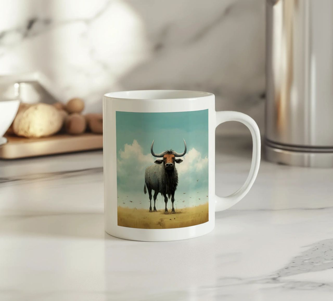 Minimal Wildebeest 3 tazza in ceramica da Minimal Animal Art