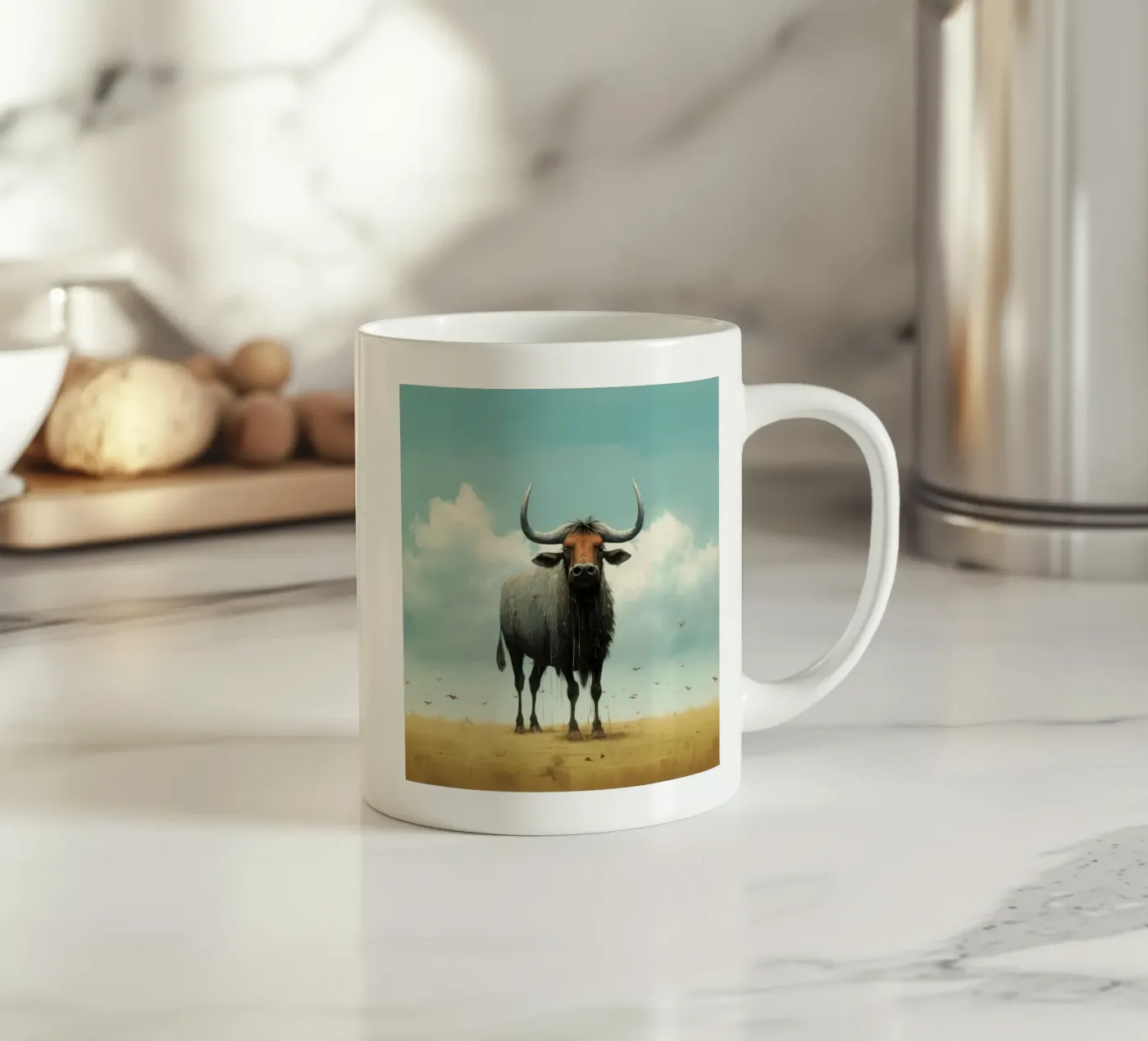 Minimal Wildebeest mug en céramique de Minimal Animal Art