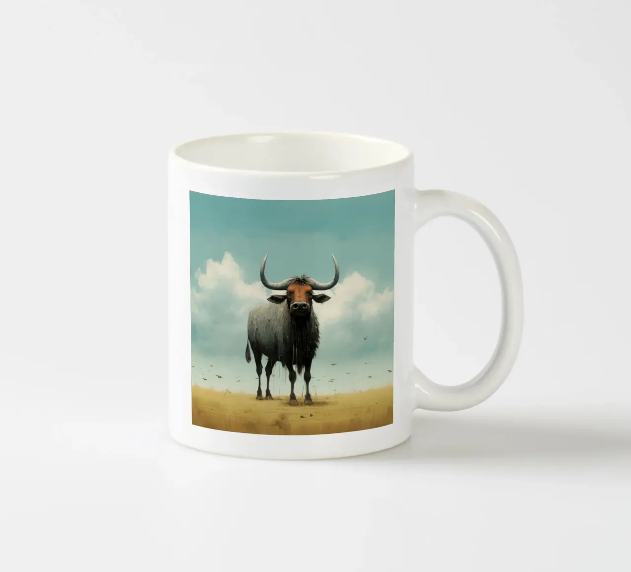 Minimal Wildebeest 3 keramische mok van Minimal Animal Art